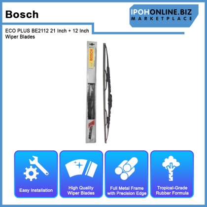 Bosch ECO PLUS BE2112 21 Inch + 12 Inch Wiper Blades Perodua Viva New Quick-Clip Advanced Tropical Rubber Formula With Graphite Bosch ECO PLUS BE2112 21 Inch + 12 Inch Wiper Blades Perodua Viva New Quick-Clip Advanced Tropical Rubber Formula With Graphite